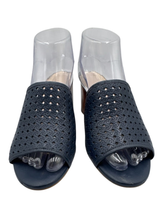 Cole Haan Shoe Size 8 Blue Leather Open Weave Stacked Heel Round Toe Sandals Blue / 8