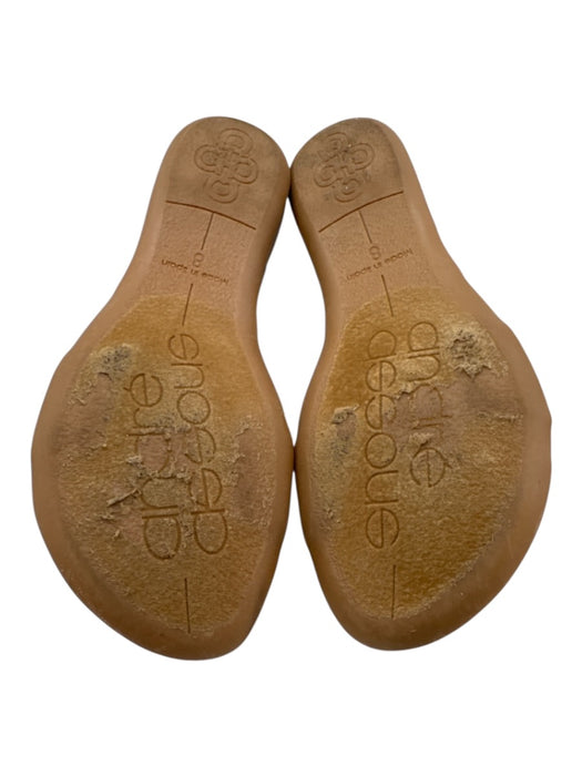 Andre Assous Shoe Size 8 white & tan Leather Raffia Straps Round Toe Sandals white & tan / 8