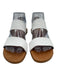 Andre Assous Shoe Size 8 white & tan Leather Raffia Straps Round Toe Sandals white & tan / 8