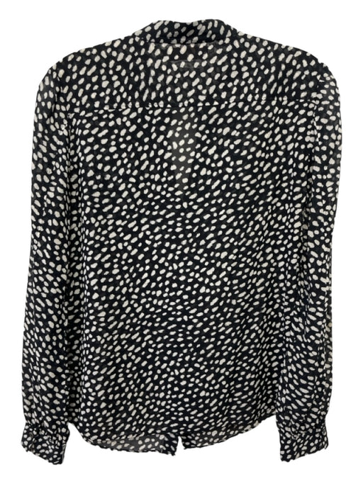 Tory Burch Size 4 Black & White Silk Speckled Long Sleeve Hidden Button Top Black & White / 4