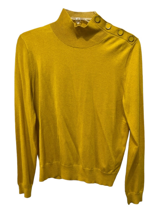 J Crew Size S Yellow Lyocell blend Mock Neck Long Sleeve Button Neck Sweater Yellow / S