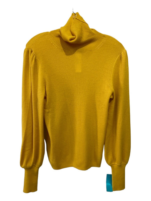 J Crew Size S Yellow Wool Turtleneck Long Puff Sleeve Ribbed Sweater Yellow / S