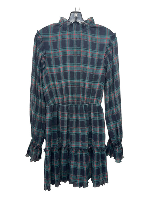 The Fifth Label Size Medium Green, Blue & Red Polyester Plaid Long Sleeve Dress Green, Blue & Red / Medium