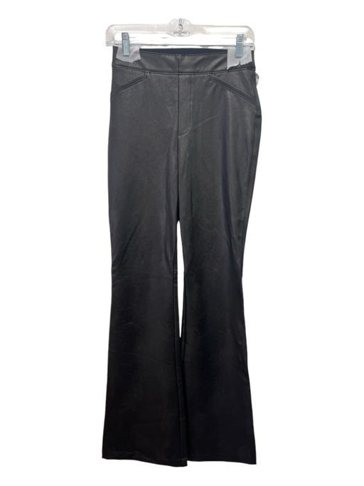 Spanx Size Small Black Polyester Blend Faux Leather High Rise Flare Pants Black / Small