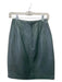 Nordstrom Size 4 Green Leather Pleated Seams Back Zip Skirt Green / 4