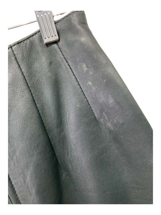 Nordstrom Size 4 Green Leather Pleated Seams Back Zip Skirt Green / 4