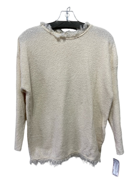 Sandro Size Est Small Cream Cotton Blend Frayed Detail 3/4 Sleeve Sweater Cream / Est Small