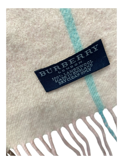 Burberry Pink, Brown & Blue Lambs Wool Plaid Tassel Trim scarf Pink, Brown & Blue