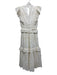 Cleobella Size S Cream White Cotton Eyelet Lace Sleeveless Ruffle V Neck Dress Cream White / S