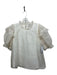Sea New York Size S White Silk & Cotton Sheer Overlay Short Puff Sleeve Top White / S