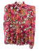 Saloni Size 2 Pink, White, Multi Silk Long Sleeve Ruffle Collar Sheer Top Pink, White, Multi / 2