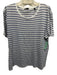 ATM Size XL White & Navy Linen Stripe Shirt Sleeve T Shirt Top White & Navy / XL