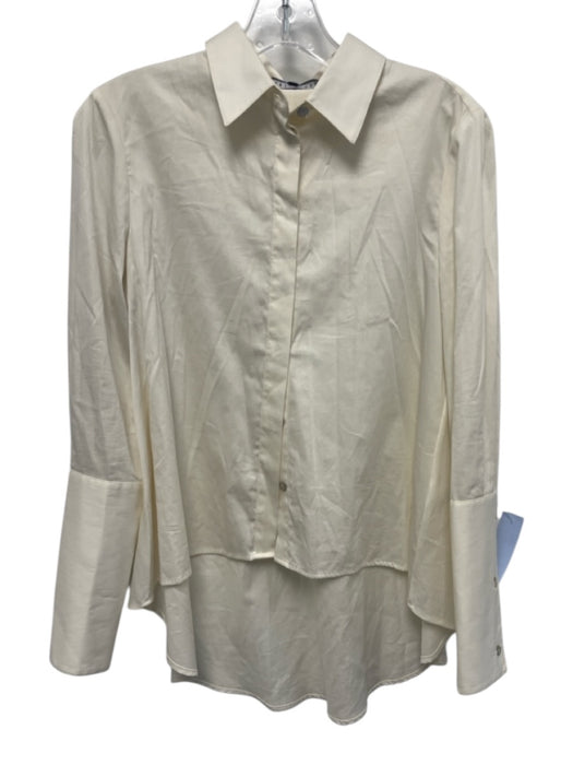 Abbey Glass Size XS Cream Cotton Blend Mother of Pearl Buttons Button Down Top Cream / XS