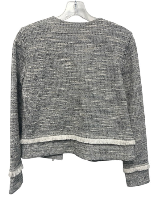Club Monaco Size XS Cream & Black Polyester Blend Tweed Fringe Trim Jacket Cream & Black / XS