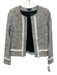Club Monaco Size XS Cream & Black Polyester Blend Tweed Fringe Trim Jacket Cream & Black / XS