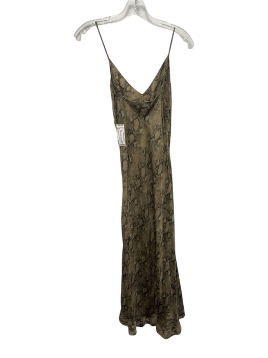 Jonathan Simkhai Standard Size 2 Brown & Tan Cupro Spaghetti Strap V Neck Dress Brown & Tan / 2