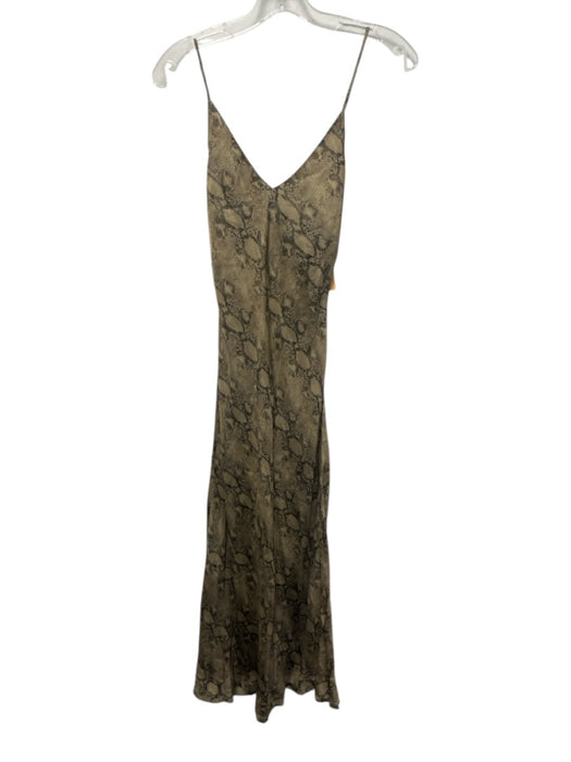 Jonathan Simkhai Standard Size 2 Brown & Tan Cupro Spaghetti Strap V Neck Dress Brown & Tan / 2