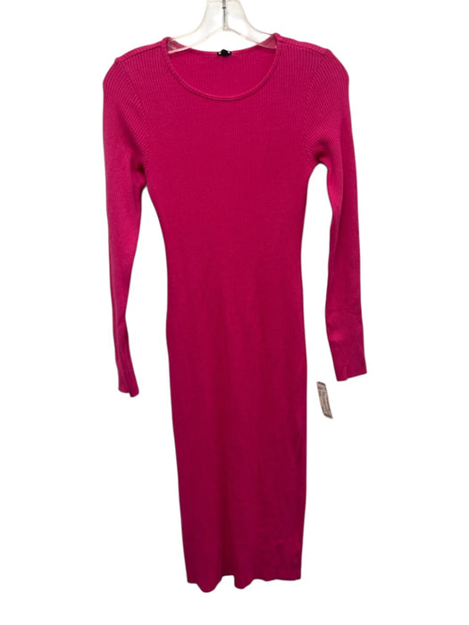 Monrow Size Small Hot pink Cotton Blend Long Sleeve Ribbed Maxi Dress Hot pink / Small