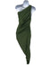 Norma Kamali Size S/36 Olive Green One Shoulder Elastic Ruched Maxi Dress Olive Green / S/36
