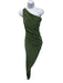 Norma Kamali Size S/36 Olive Green One Shoulder Elastic Ruched Maxi Dress Olive Green / S/36