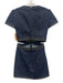 Cinq a Sept Size 4 Dark Wash Cotton Denim Short Sleeve Cut Out Paneled Dress Dark Wash / 4