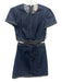 Cinq a Sept Size 4 Dark Wash Cotton Denim Short Sleeve Cut Out Paneled Dress Dark Wash / 4
