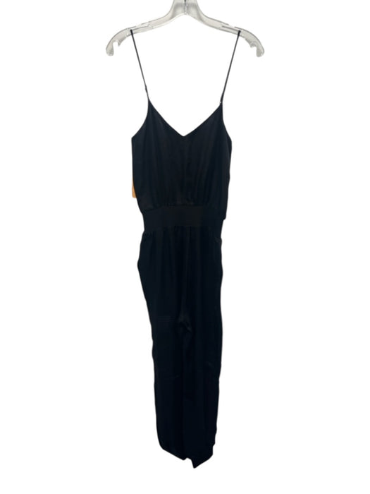 Cinq a Sept Size XS Black Viscose Blend Spaghetti Strap Cargo Pockets Jumpsuit Black / XS