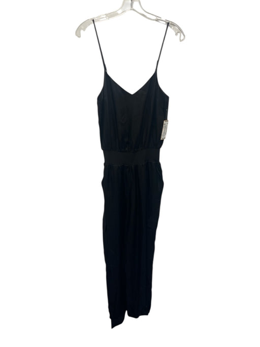 Cinq a Sept Size XS Black Viscose Blend Spaghetti Strap Cargo Pockets Jumpsuit Black / XS