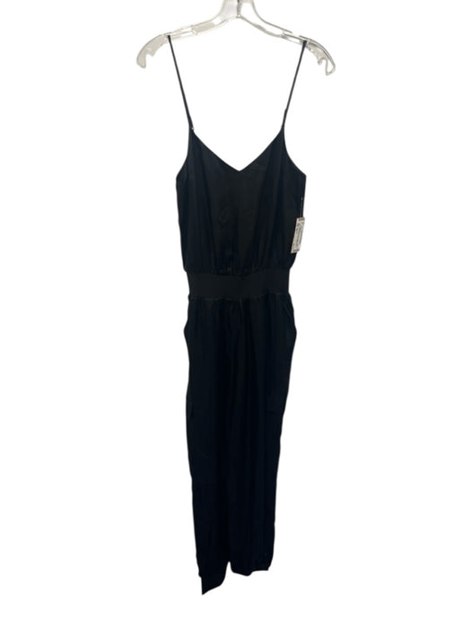 Cinq a Sept Size XS Black Viscose Blend Spaghetti Strap Cargo Pockets Jumpsuit Black / XS