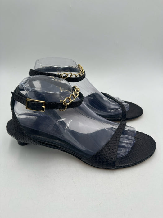 Tibi Shoe Size 41 Black Python open toe Round Heel Gold Hardware Pumps