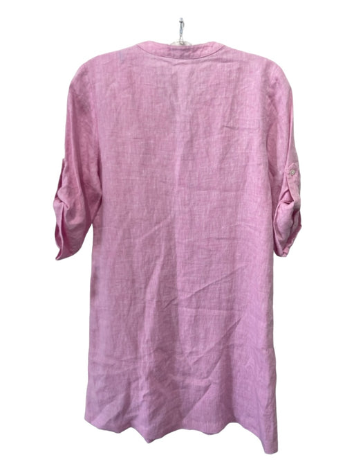 J. McLaughlin Size XS Pink Linen Epaulettes Pleated Button Detail Dress Pink / XS