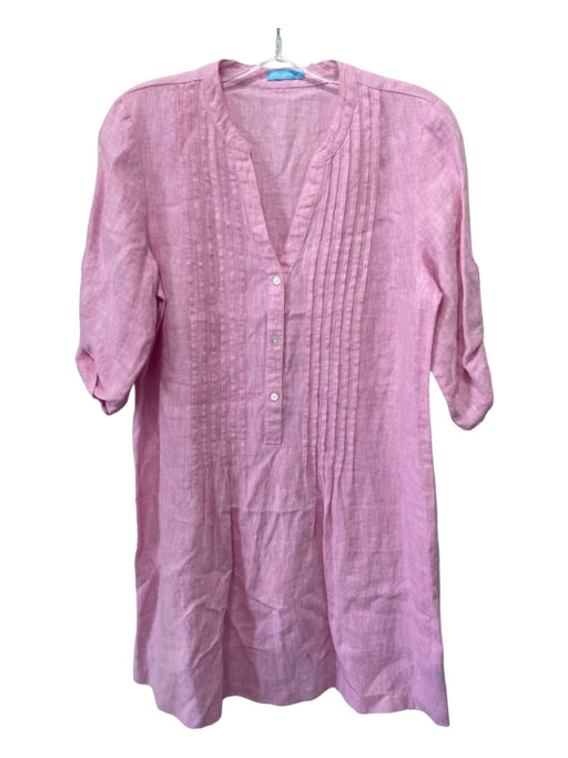 J. McLaughlin Size XS Pink Linen Epaulettes Pleated Button Detail Dress Pink / XS