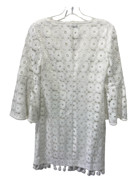 Trina Turk Size 2 White Polyester Crochet Lace Bell Sleeve Dress White / 2