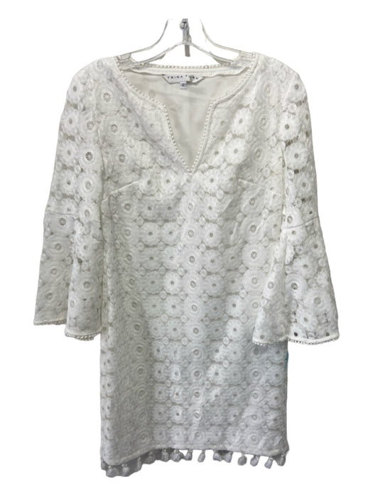 Trina Turk Size 2 White Polyester Crochet Lace Bell Sleeve Dress White / 2