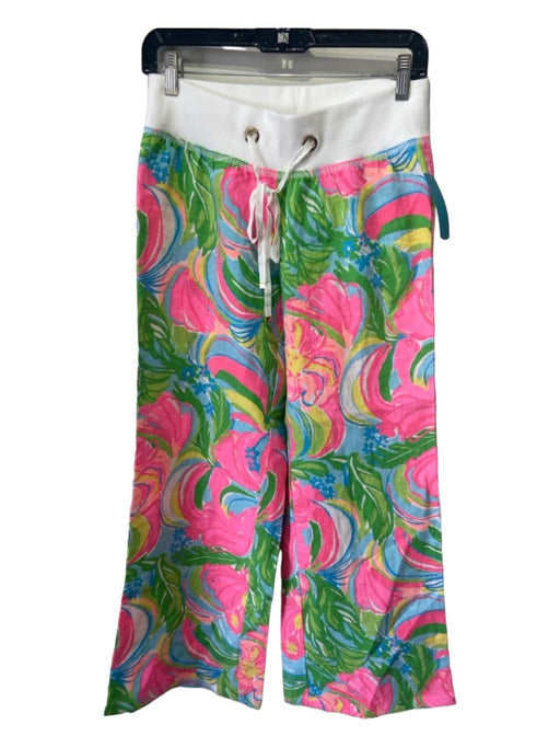 Lilly Pulitzer Size S Multicolor Linen Drawstring Waist All Over Print Pants Multicolor / S