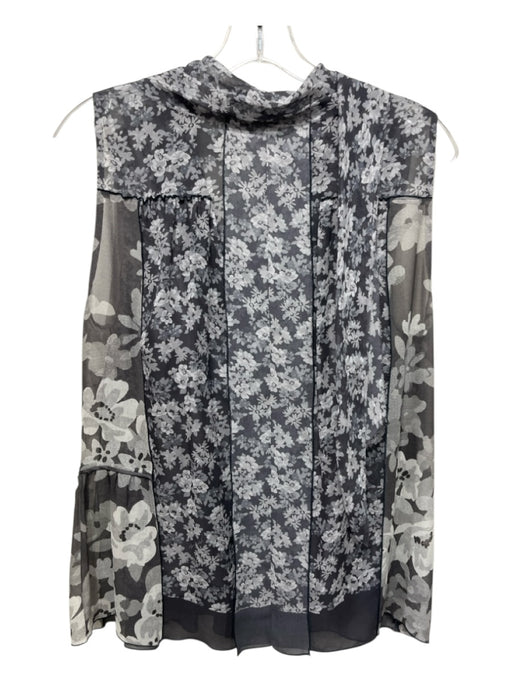 Marc Jacobs Size 4 Gray Silk Pleat Detail Floral Button Down Sleeveless Top Gray / 4