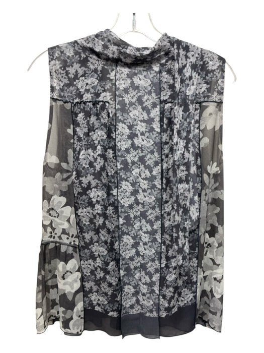 Marc Jacobs Size 4 Gray Silk Pleat Detail Floral Button Down Sleeveless Top Gray / 4