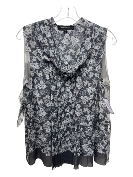 Marc Jacobs Size 4 Gray Silk Pleat Detail Floral Button Down Sleeveless Top Gray / 4