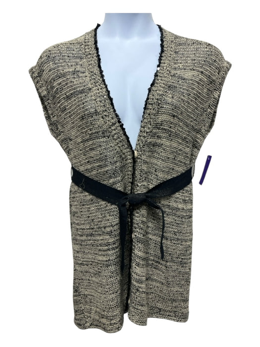 Brunello Cucinelli Size M Yellow & Black Hemp Blend Sequin Trim Sash Cardigan Yellow & Black / M