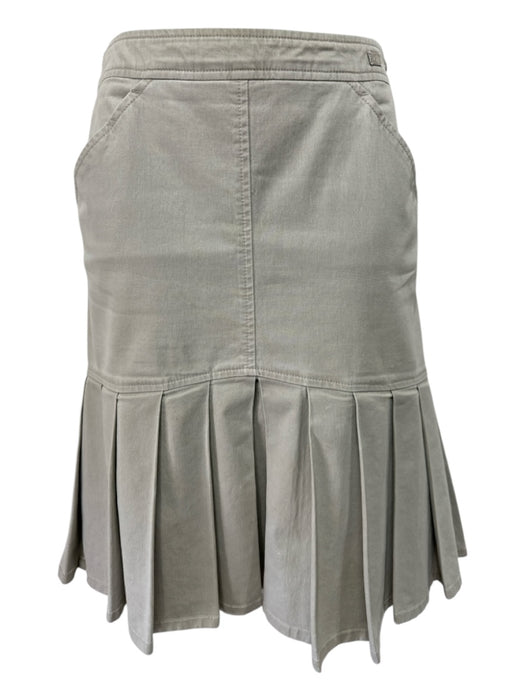 Chanel Size 38 Taupe Cotton Blend Side Zip Pleated Pockets Above Knee Skirt Taupe / 38