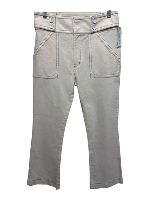 Derek Lam 10 Crosby Size 4 White Cotton Zip Fly High Rise Flare Leg Pants White / 4