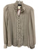 Giorgio Armani Size 38 White & Gray Cotton & Silk Striped Ruffle Collar Top White & Gray / 38