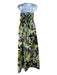 Tanya Taylor Size 0 Green, Blue & Black Polyester Gathered Back Floral Dress Green, Blue & Black / 0