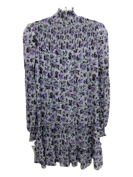 Cinq a Sept Size 0 Blue, Pink, Brown Polyester Long Sleeve Floral Smocked Dress Blue, Pink, Brown / 0