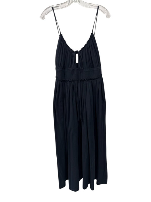 Ulla Johnson Size 4 Black Cotton Sleeveless Open Back pleats Knee length Dress Black / 4