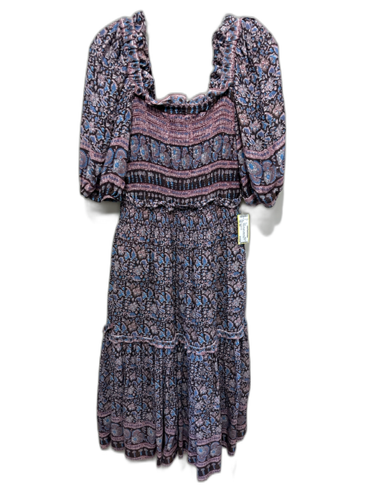 Sea New York Size XS Brown, Pink, Blue Cotton Blend Floral Smocked Detail Dress Brown, Pink, Blue / XS