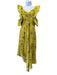 Self-Portrait Size 4 Yellow, Blue, Green Polyester Ruffle Cap Sleeve Dress Yellow, Blue, Green / 4