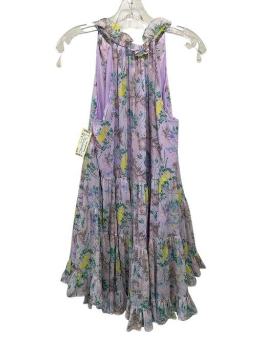 5a7 Cinq a Sept Size 0 Purple, Green, Yellow Polyester Sleeveless Mini Dress Purple, Green, Yellow / 0