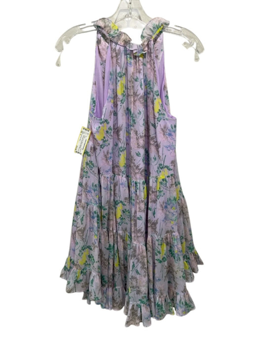 5a7 Cinq a Sept Size 0 Purple, Green, Yellow Polyester Sleeveless Mini Dress Purple, Green, Yellow / 0