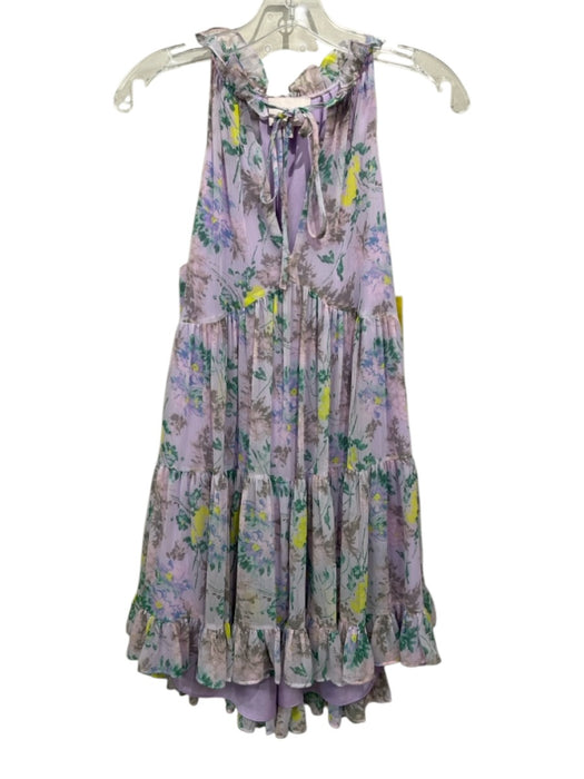 5a7 Cinq a Sept Size 0 Purple, Green, Yellow Polyester Sleeveless Mini Dress Purple, Green, Yellow / 0